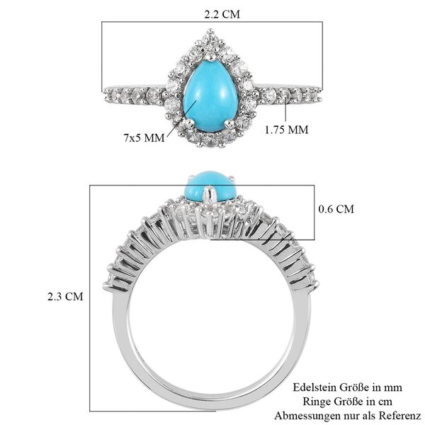 Nat&uuml;rlicher Sleeping Beauty T&uuml;rkis und Zirkon Halo Ring 925 Silber Platin-&Uuml;berzug image number 5