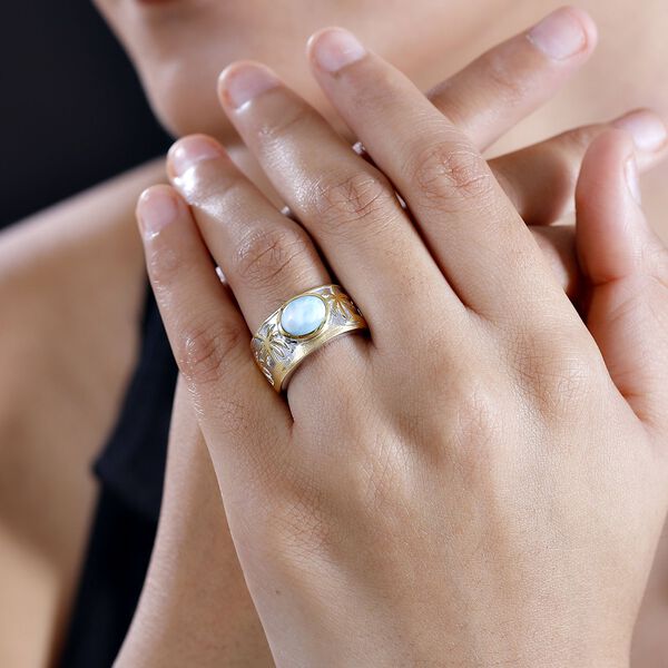 Zweifarbiger AA nat&uuml;rlicher gr&uuml;ner Larimar Ring - 2,42 ct. image number 2