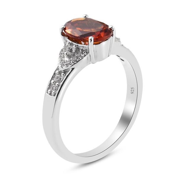 Madeira Citrin und Zirkon Solit&auml;r Ring 925 Silber Platin-&Uuml;berzug image number 4