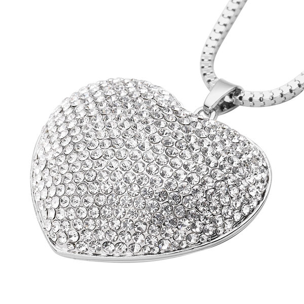 Weißer Kristall-Herz-Anhänger mit 73+5 cm Kette - 8 ct. image number 3