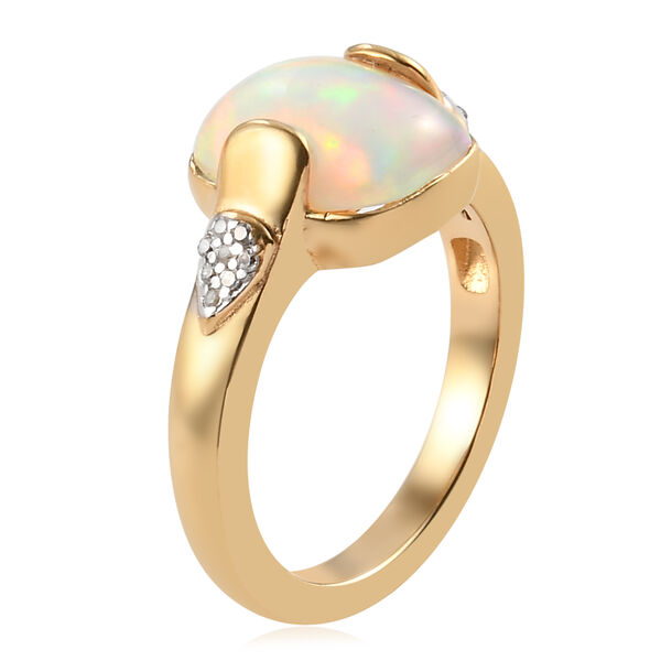 Nat&uuml;rlicher, &auml;thiopischer Opal und Zirkon-Ring, 925 Silber Gelbgold Vermeil  ca. 1,94 ct image number 5