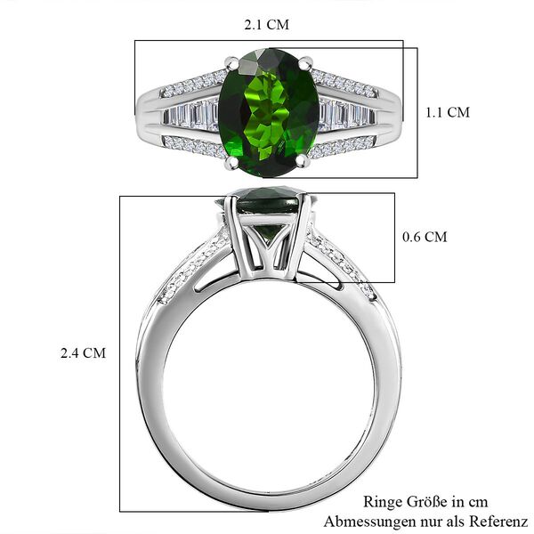 Nat&uuml;rlicher Chromdiopsid, Moissanit Ring, 925 Silber platiniert (Gr&ouml;&szlig;e 17.00) ca. 3.28 ct image number 7