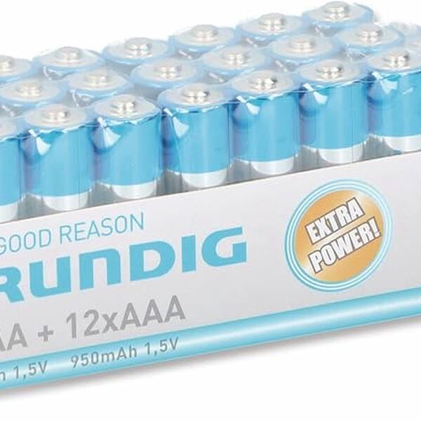 Grundig Alkaline-Batterien, 12x AAA (LR03) und 24x AA (LR6), 36 Stück image number 0