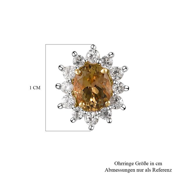 AA Nat&uuml;rliche, goldene Tansanit und wei&szlig;e Zirkon-Ohrstecker- 1,23 ct. image number 6