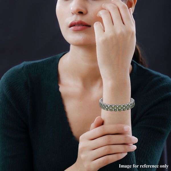 AA Natürlicher Chromdiopsid, weißer Zirkon Armband, ca. 19 cm 925 Silber rhodiniert ca. 16.10 ct image number 2