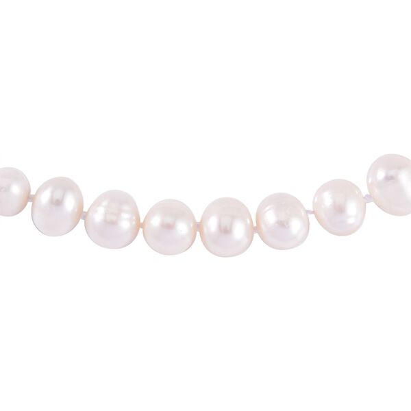 Weiße Süßwasser Perle Halskette, (9-10mm), ca. 50 cm, 925 Silber vergoldet image number 3