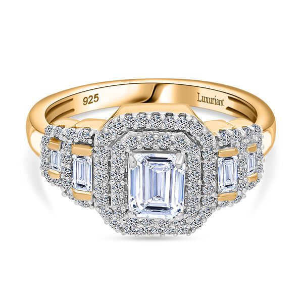 LUXURIANT SGL zertifizierter VS-EF Labor Diamant Ring, 925 Silber Gelbgold Vermeil - 1 ct. image number 0
