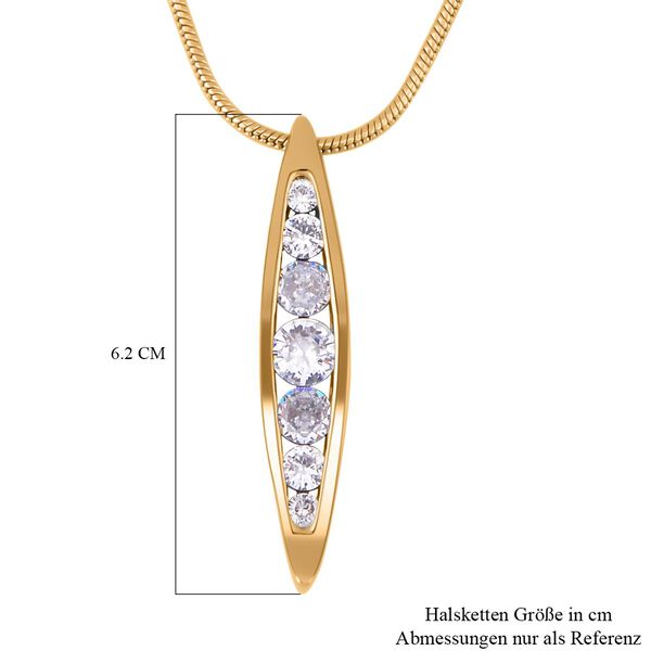 Weiße Zirkonia Halskette, ca. 70 cm, goldfarben image number 5