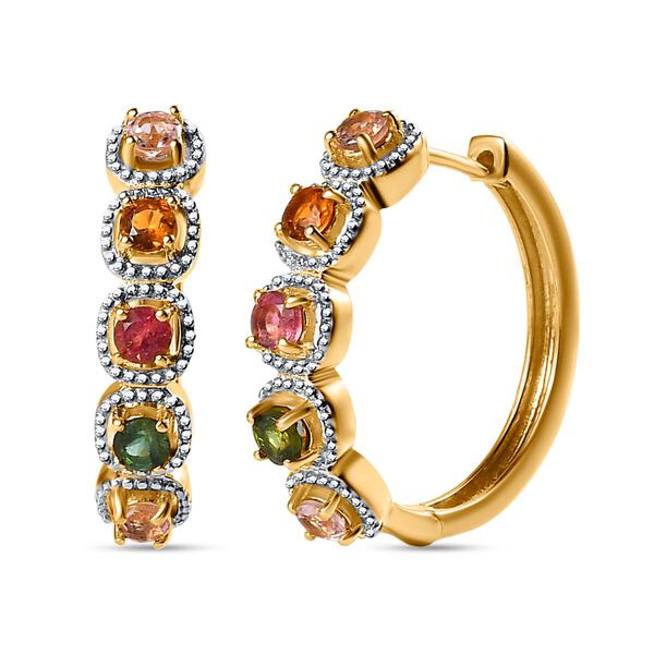 Mehrfarbige-Turmalin Ohrringe, 925 Silber vergoldet, ca. 1.09 ct