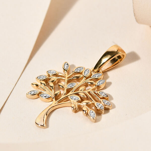 Diamant Baum-des-Lebens-Anh&auml;nger in Silber image number 2