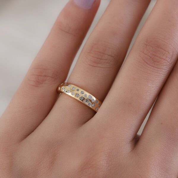 Diamant Band Ring 925 Silber 585 Vergoldet image number 3