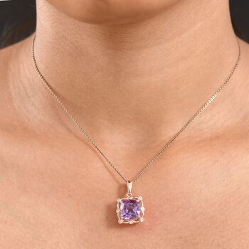 D'Joy AAA Rose De France Amethyst und Zirkon Anh&auml;nger - 4,36 ct.