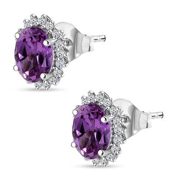 LUXURIANT AAA Labor lila Saphir und SI-GH Labor Diamant Ohrringe in 417 Wei&szlig;gold - 2,30 ct.