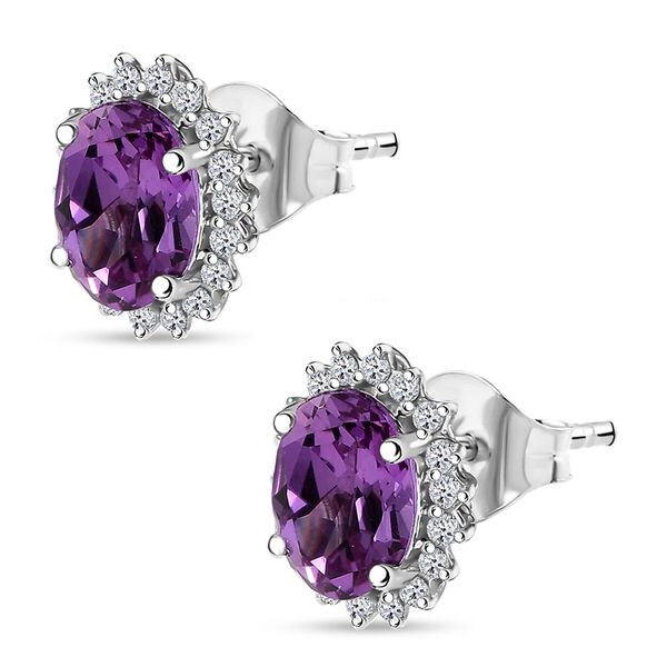 LUXURIANT AAA Labor lila Saphir und SI-GH Labor Diamant Ohrringe in 417 Wei&szlig;gold - 2,30 ct. image number 3