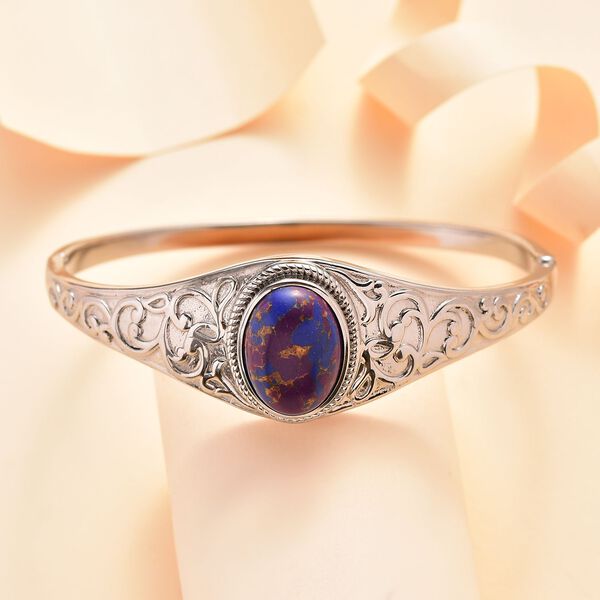 Lila T&uuml;rkis Armreif, ca. 19 cm, Edelstahl, ca. 10.54 ct image number 2