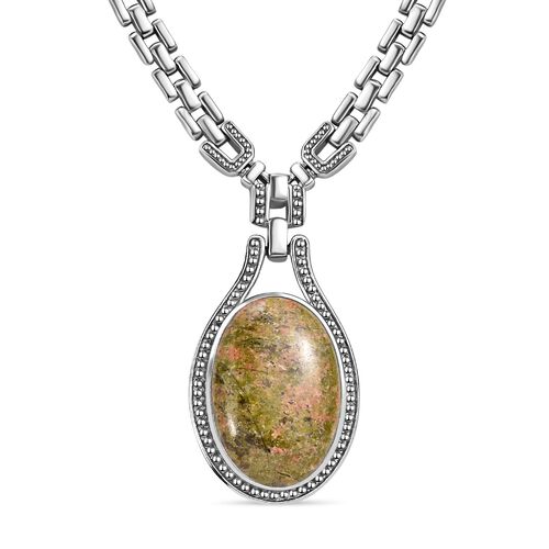 Unakite Halskette ca. 45 cm Edelstahl ca. 37.88 ct image number 0