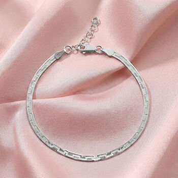 Strukturiertes Fischgr&auml;ten-Armband, 18+2cm, 925 Silber