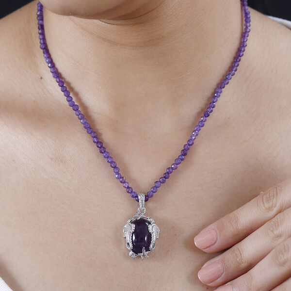 AA Afrikanischer Amethyst-Anh&auml;nger mit 45cm Kette - 62 ct. image number 3