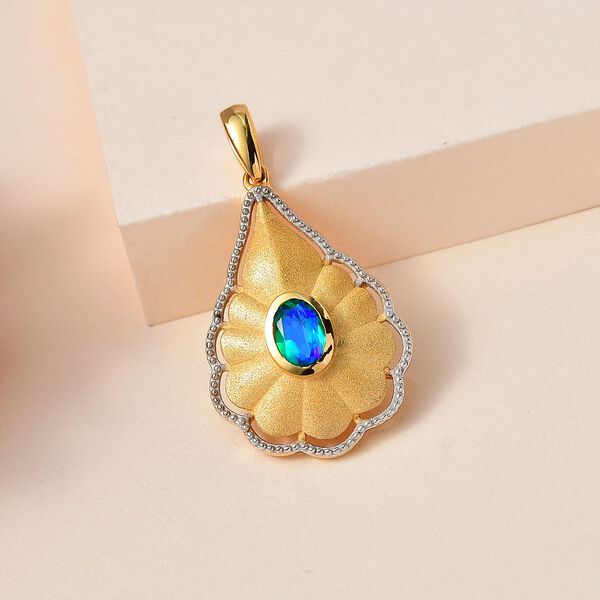 Pfau Quarz Triplette Anh&auml;nger 925 Silber Gelbgold Vermeil ca. 0,86 ct. image number 2