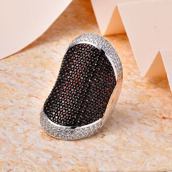 Nat&uuml;rlicher Mosambik Granat, Wei&szlig;er Zirkon Ring, 925 Silber Zweifarbig (Gr&ouml;&szlig;e 16.00) ca. 377.24 ct