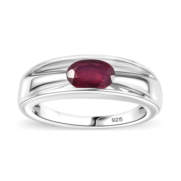 Afrikanischer Rubin (Fissure gef&uuml;llt) Ring 925 Silber platiniert (Gr&ouml;&szlig;e 19.00) ca. 1,18 ct image number 4