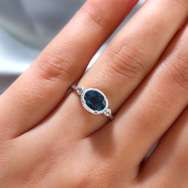 Indicolit Triplett Quarz und Zirkon-Ring, 925 Silber  ca. 1,42 ct image number 3