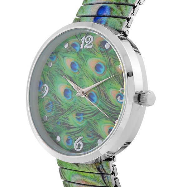 STRADA - Japanisches Uhrwerk, Flexible Uhr, Pfau image number 3