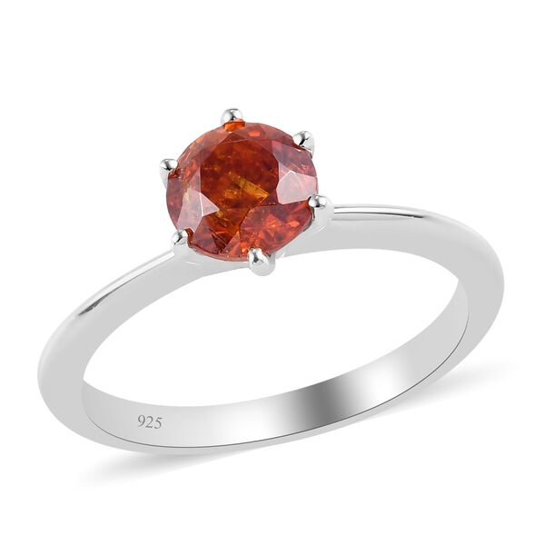 Orange Sphalerit Solit&auml;r Ring 925 Silber Platin-&Uuml;berzug image number 5