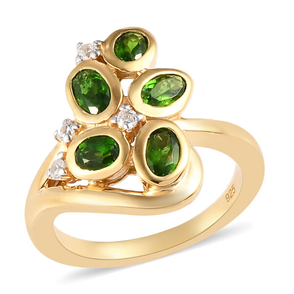 Natürlicher Chromdiopsid und Zirkon Ring 925 Silber vergoldet  ca. 1,20 ct image number 4