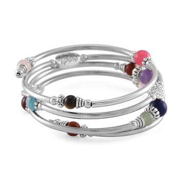 Flexibles und schwarz oxidiertes Multi Edelstein Armband - 40 ct.