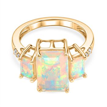 D'Joy AA Nat&uuml;rlicher, &auml;thiopischer Welo Opal Ring 925 Silber 750 Gelbgold Vermeil (Gr&ouml;&szlig;e 17.00) ca. 3,51 ct