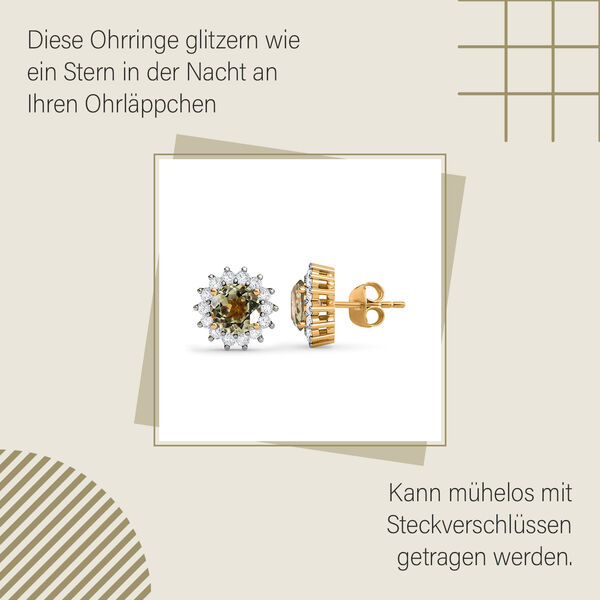 Sternchen AAA Turkizit und Zirkon Halo-Ohrstecker- 1,43 ct. image number 5