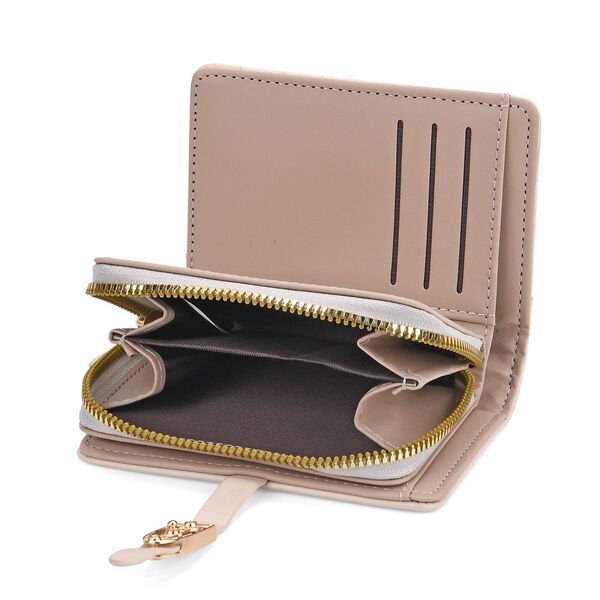 2-teiliges Geldbörsen-Set im Krokoprägungs-Design, Lange Geldbörse 20x10x3 cm und Bifold-Geldbörse 12x9x3,5 cm, Beige image number 7