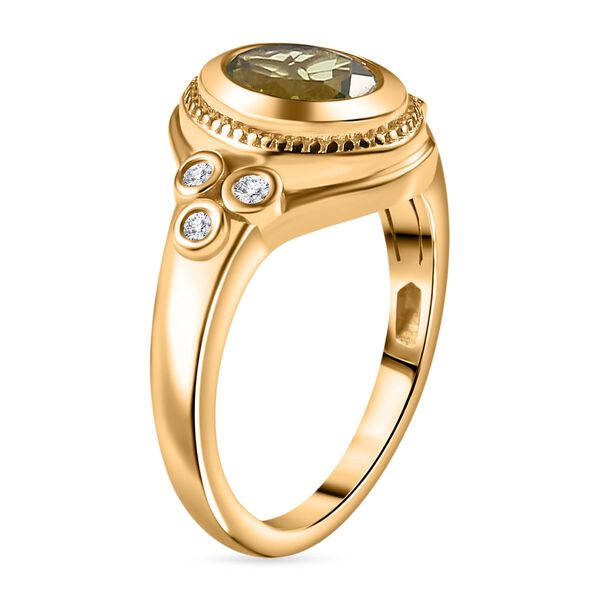 Nat&uuml;rlicher Peridot, Wei&szlig;er Zirkon Ring Messing (Gr&ouml;&szlig;e 20.00) ca. 1.36 ct image number 4