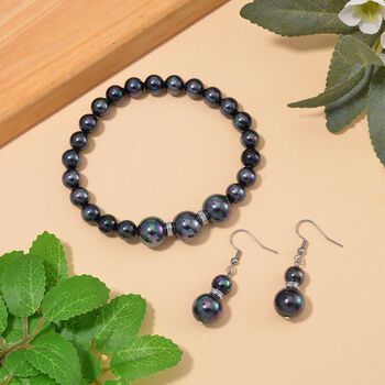 Pfauenfarbenes Muschelkernperle Schmuckset