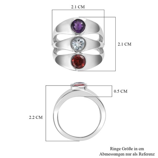 Roter Granat, himmelblauer Topas und afrikanischer Amethyst-Ring - 1,69 ct. image number 7