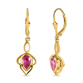 Ilakaka rosa Saphir (Fissure gef&uuml;llt) Ohrringe, 925 Silber vergoldet, ca. 1.87 ct