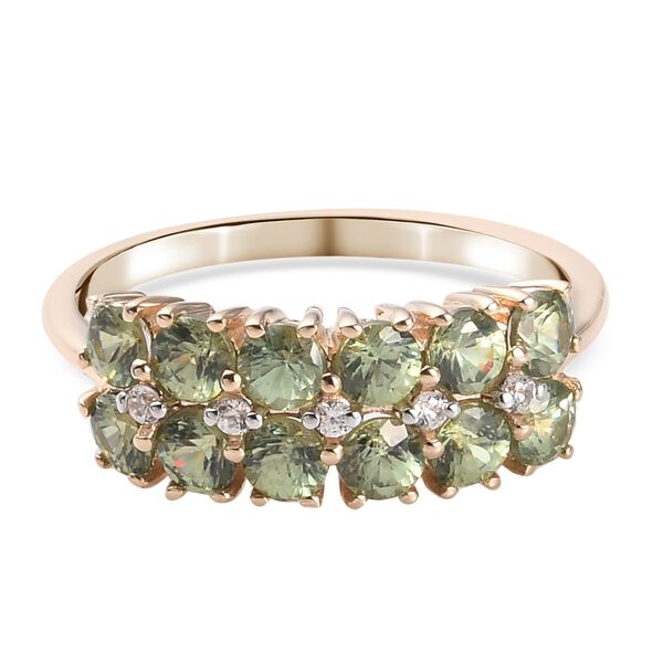 AA Demantoid Granat und Zirkon Cluster Ring 375 Gelbgold image number 0