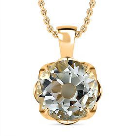 Prasiolith und Zirkon Anhänger mit 45cm Kette - 7,15 ct.