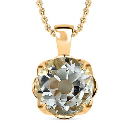 Prasiolith, Wei&szlig;er Zirkon Anh&auml;nger mit Kette, 925 Silber Gelbgold Vermeil, ca. 7.52 ct