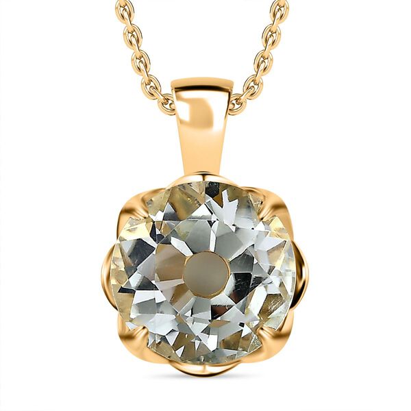 Prasiolith und Zirkon Anh&auml;nger mit 45cm Kette - 7,15 ct.