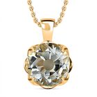 Prasiolith, Weißer Zirkon Anhänger mit Kette, 925 Silber Gelbgold Vermeil, ca. 7.52 ct