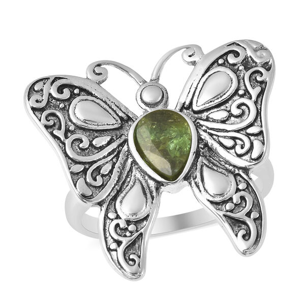 Natürlicher Peridot Schmetterling-Ring, Edelstahl Schwarz oxidiert  ca. 2,00 ct image number 4