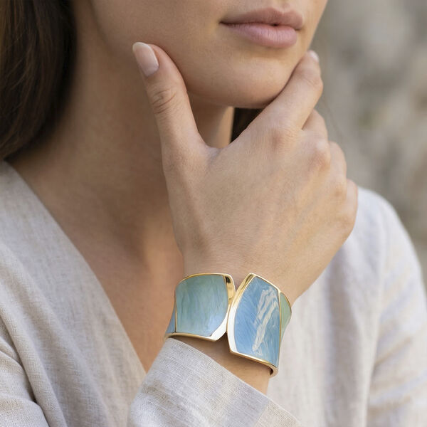 Emaille-Armreif im Colorblock-Design, 17cm, Blau image number 3