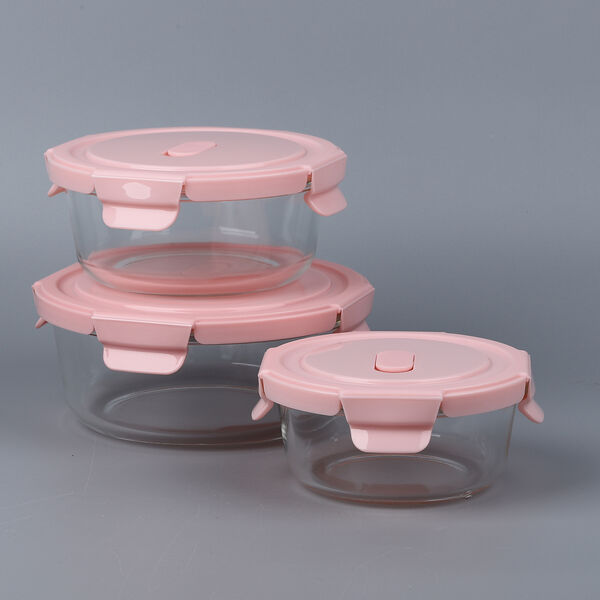 3er-Set Runde Glas Aufbewahrungsbox image number 2