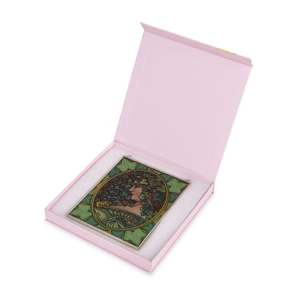 Handbemalter Glas-Sonnenfänger, Alphonse-Mucha-Design, 12×15cm, Mehrfarbig image number 4