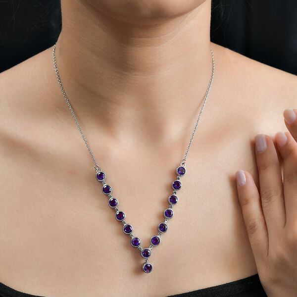 Afrikanischer Amethyst Halskette ca. 45 cm Edelstahl ca. 6,58 ct. image number 3
