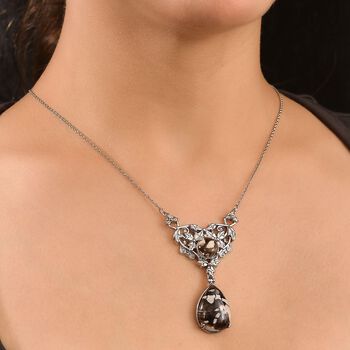 Der Schimmer der Natur - Erdnuss Holz Jaspis Halskette ca. 45 cm 316L Edelstahl ca. 16.88 ct