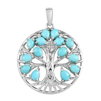 Nat&uuml;rlicher Sleeping Beauty T&uuml;rkis Anh&auml;nger 925 Silber platiniert ca. 1,86 ct