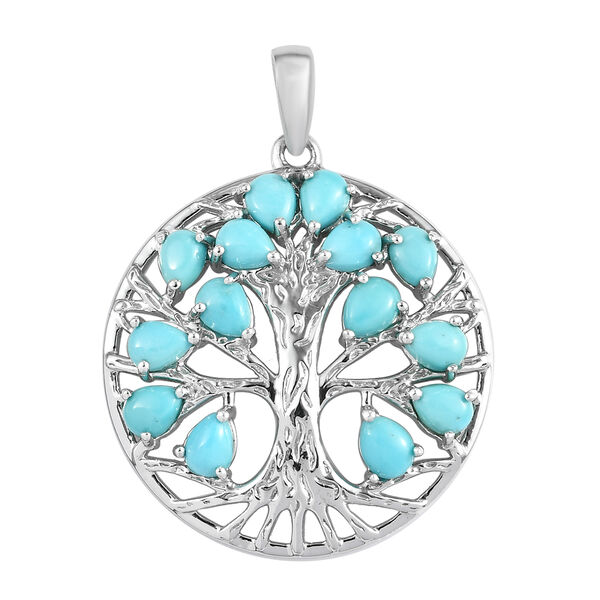Nat&uuml;rlicher Sleeping Beauty T&uuml;rkis Baum des Lebens Anh&auml;nger in Silber, 1,86 ct.